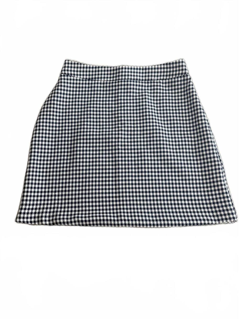 ASOS Black White Houndstooth Mini Skirt High Waisted Preppy Dark Academia Size S